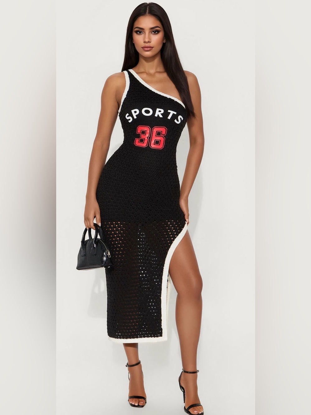 Fashion Nova Shoot Your Shot Black/Combo Crochet Maxi Dress-Medium NWT🖤❤️